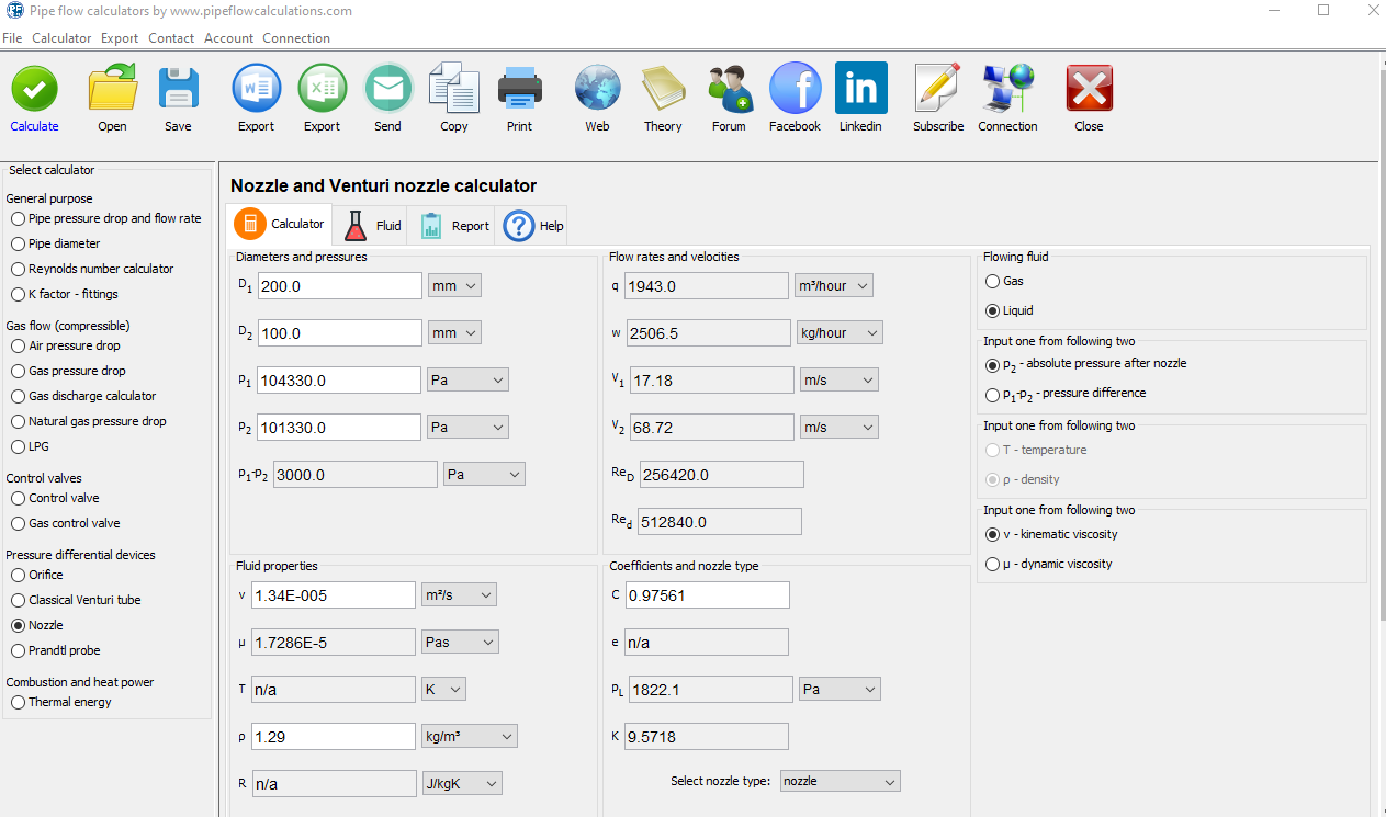 Nozzle calculator