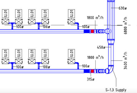 induction units cross section view